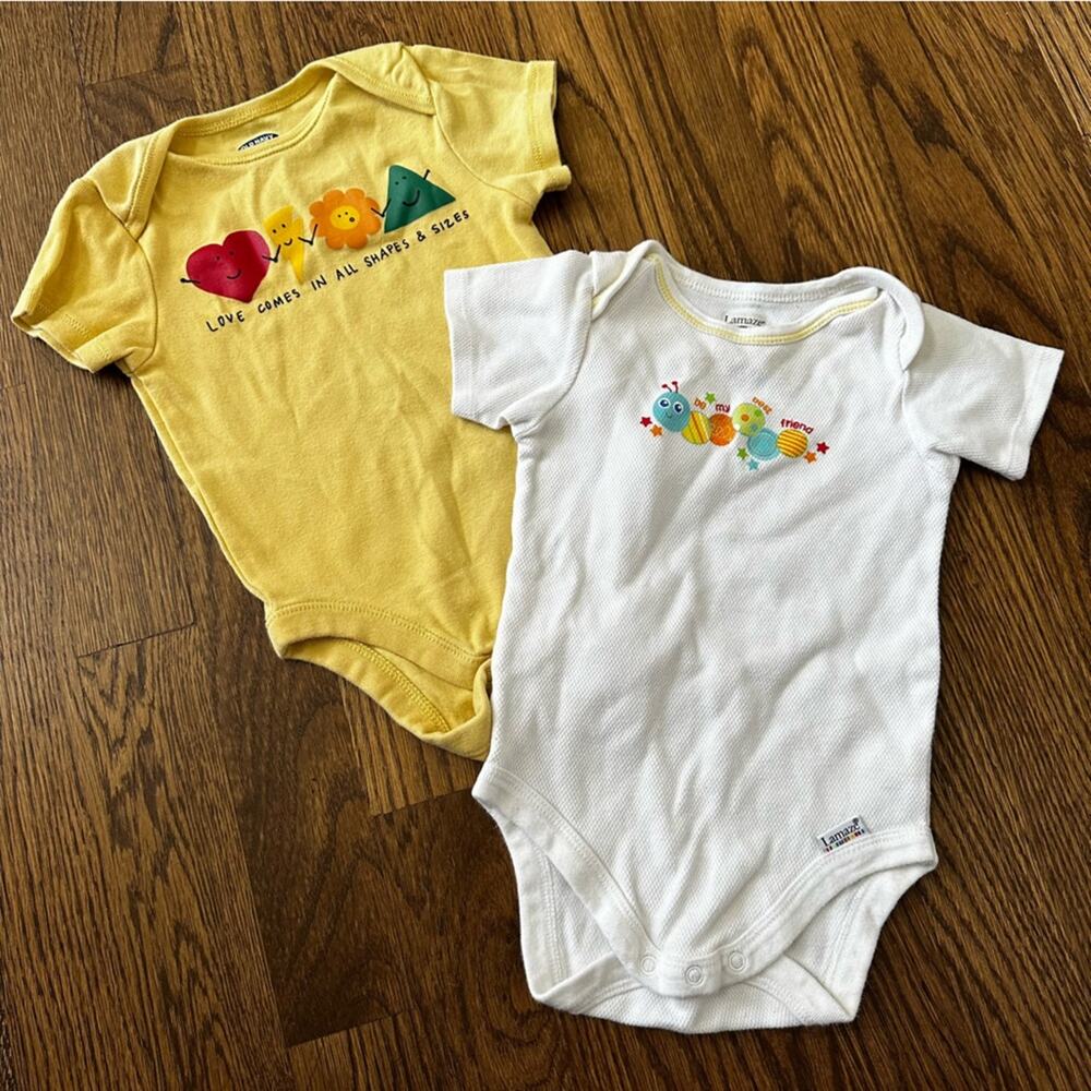 Positive vibes short sleeve onesie bodysuit bundle, size 12-18M